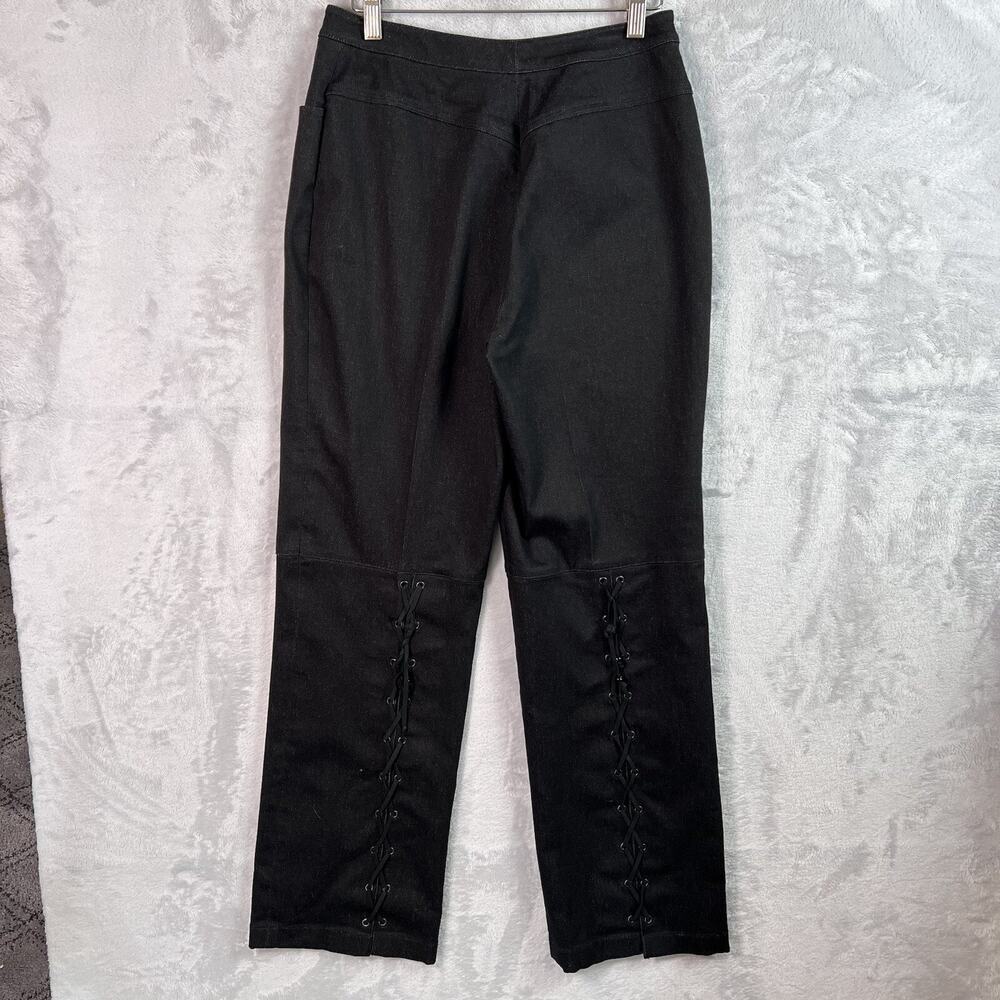 St. John Sport By Marie Gray Black Jeans Lace‎ Up Size 4 Western Style Straight